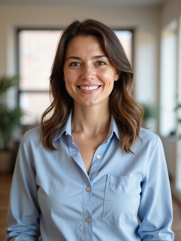 Ritratto professionale e amichevole di un nutrizionista in un ambiente luminoso e accogliente