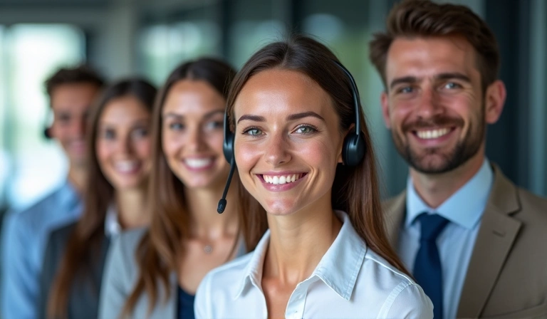 Immagine di un team di supporto clienti sorridente